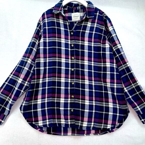 Women’s Jachs New York Long Sleeve Girlfriend Button Down Flannel Shirt Medium - Picture 1 of 4